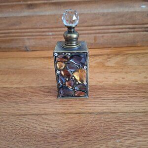 Welforth Bejeweled Fine Pewter Purple Amber Perfume Bottle EMPTY